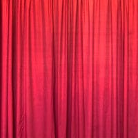 Red pipe and drape fabric panel
